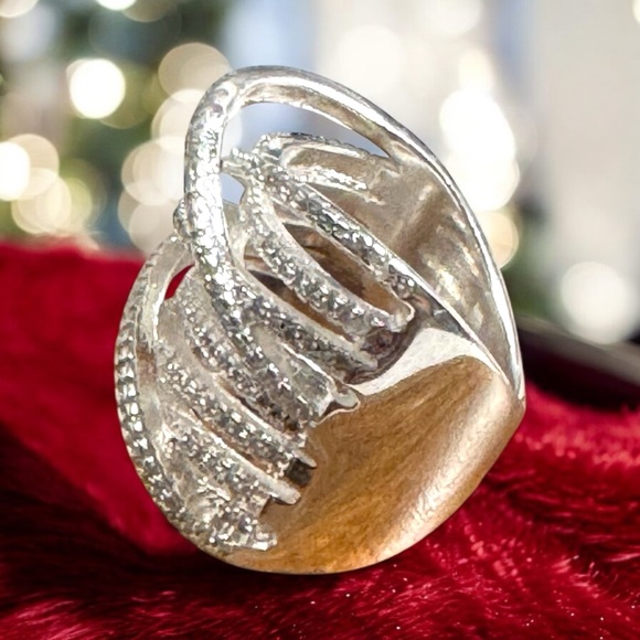 Dazzling Silver-plated Cuff Ring silver plated - Picture 2 of 3